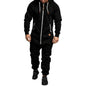 Men's Hooded Fleece Pyjamas Nightwear Autumn Winter Warm Long Sleeve Full Zipper Overalls Night Clothes