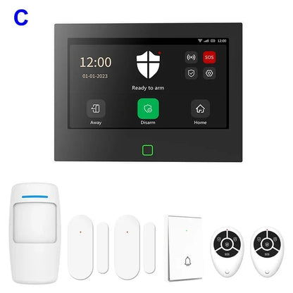 7 Inch Smart WiFi Home Alarm Panel Big Screen 4G Full Touch Tuya Smart Life Alarm Host Systems Kits Security Home Protection