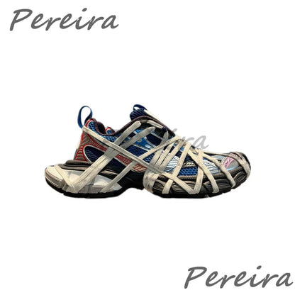 Mesh Thick Soled Casual Sneakers for Men Women Summer Breathable Lace Up Sports Shoes Trendy Cross Strap Outdoor Couple Shoes
