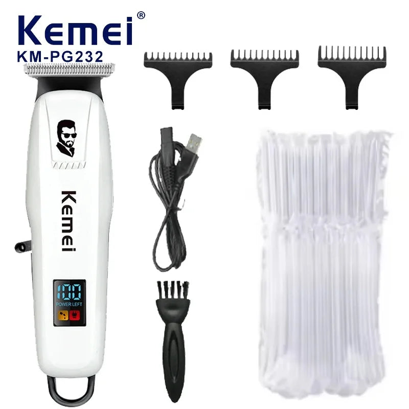 Kemei KM-PG232 Professional Hair Cutting Machine Electric Hair Clipper Cordless Trimmer for Men Rechargeable Shaver Styling Tool