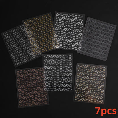 8Pcs Red Heart Nail Stickers 3D Bronzing Silver Gold Heart Shape Star & Moon Metal Totem Nail Slider Self-Adhesive DIY Nail Art*