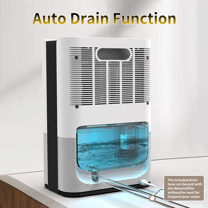 Portable Air Dehumidifier, Quiet Moisture Absorber with Auto/Manual Drainage for Home, Bedroom, Office, Kitchen - EU/US Plug