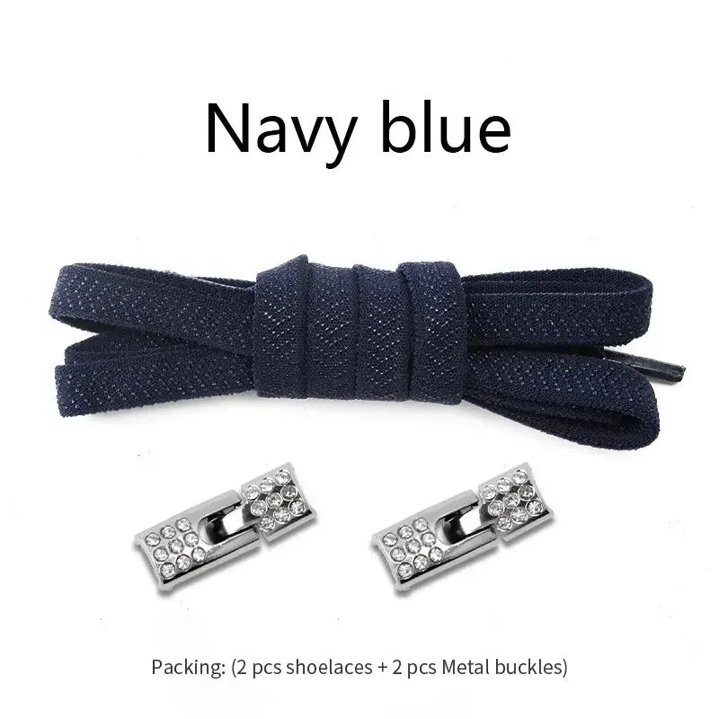 Elastic Laces Sneakers Diamond Cross Locks Shoelaces Without Ties Kids Adult 8MM Width No Tie Shoe Laces Rubber Bands Shoelace