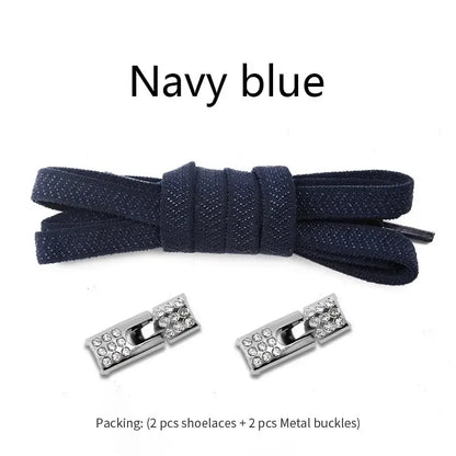 Elastic Laces Sneakers Diamond Cross Locks Shoelaces Without Ties Kids Adult 8MM Width No Tie Shoe Laces Rubber Bands Shoelace