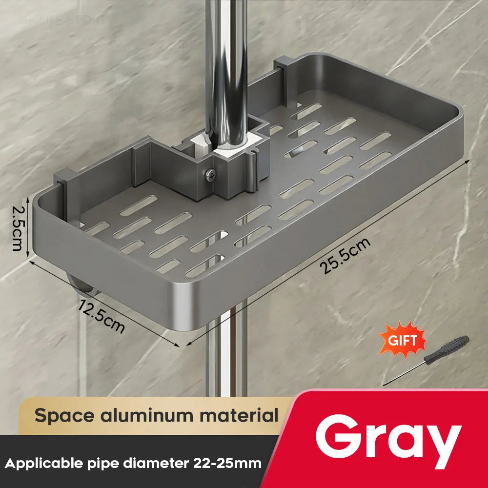 1/2PCS Shower Rack Punch-Free Bathroom Tray With Towel Bar Hooks Shampoo Holder Floating Shelf For Toilet Bathroom Organizer