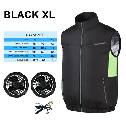 New Cooling Vest Ice Fan Vest Heat Resistant Air Conditioner Clothes Cooling Fan Vest for Summer Camping Fishing Vest Hiking