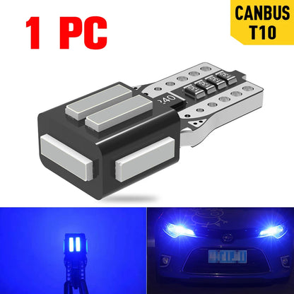 A pack 7020 SMD T10 W5W 194 Led Bulb Parking Car LED Side Light Trunk Lamp 12V White Lighting For Peugeot 206 308 307 207 Orange