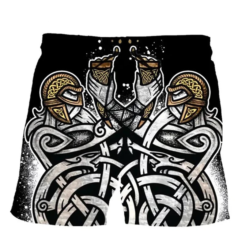Harajuku Short Pants For Men Personality Street Vinking 3d Print Beach Shorts Holiday Casual Hawaii Beachwear Pockets Gym Trunks
