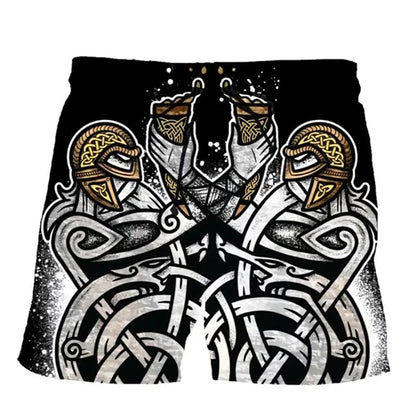 Harajuku Short Pants For Men Personality Street Vinking 3d Print Beach Shorts Holiday Casual Hawaii Beachwear Pockets Gym Trunks