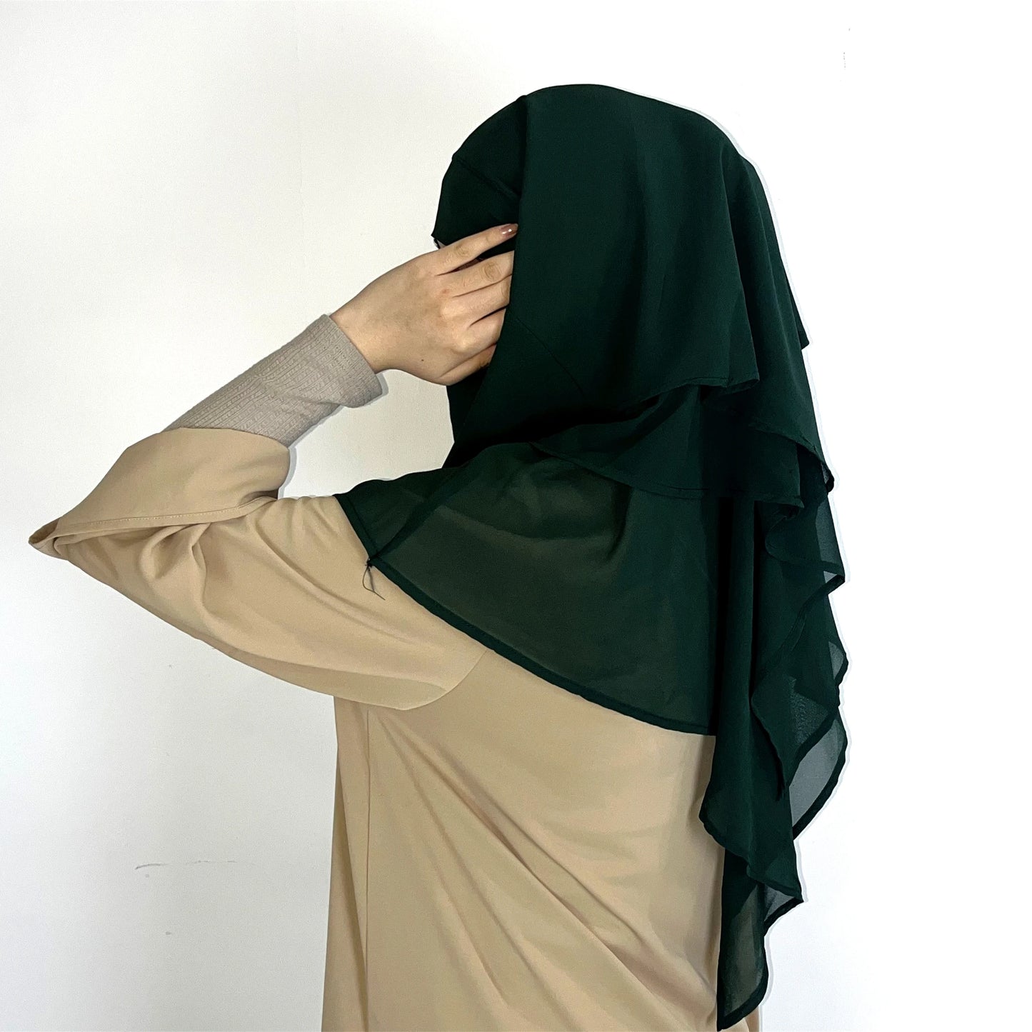 2024 Summer Three-layer Chiffon Hijab Solid Color Khimar Adjustable Women's Gauze Ethnic Shawl Breathable and Comfortable Hijab