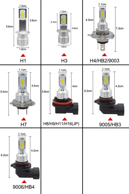 2Pcs H8 H9 H11 LED Fog Lamp Car Fog Light Bulbs Auto Motorcycle Headlight Driving Running Lamps 12V 24V 6000K 3000K 12000K