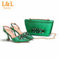 2024 Newest INS Pink Color Elegant High Heels Nigeria Popular Design African Ladies Shoes And Bag Set for Wedding Party