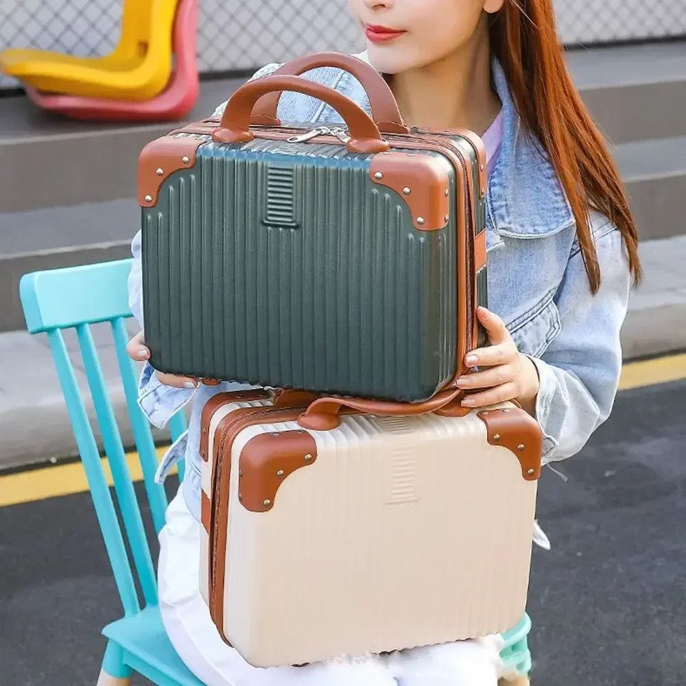 14 inch Mini Women Travel Suitcase Storage Bags Cosmetic Box Hand Luggage Organizer Makeup Case Small Password Box Boarding Case