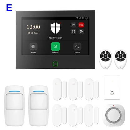7 Inch Smart WiFi Home Alarm Panel Big Screen 4G Full Touch Tuya Smart Life Alarm Host Systems Kits Security Home Protection