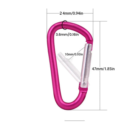 10PCS 5# Carabiner Keychain Alluminum D-ring Buckle Multi Colors Carabiner Snap Hook Clip Keychains Camping Backpack Buckle