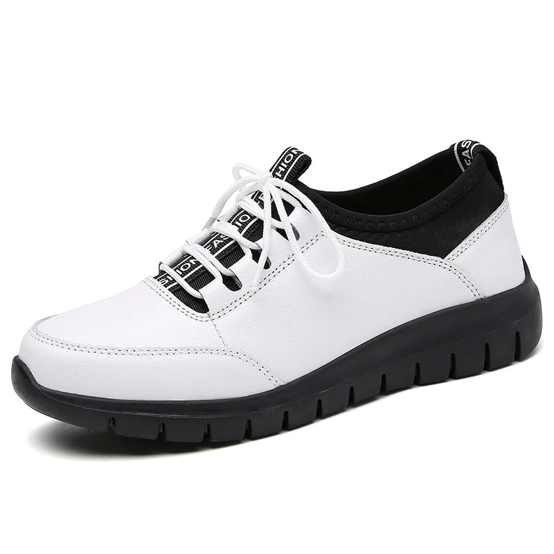 Sneakers Women Shoes Platform Loafers Lace Up Leather Flats 2024 Trend Spring Casual Mom Shoe Mujer Zapatos Chaussure Femme