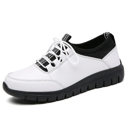 Sneakers Women Shoes Platform Loafers Lace Up Leather Flats 2024 Trend Spring Casual Mom Shoe Mujer Zapatos Chaussure Femme