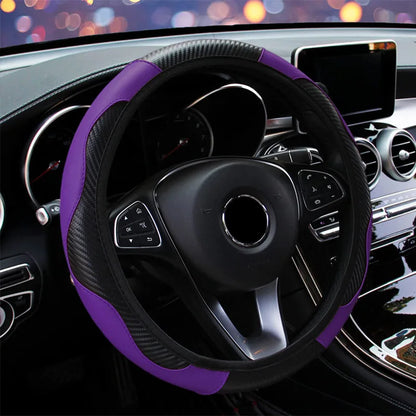 Car Steering Wheel Cover Breathable Anti Slip PU Leather Steering Covers Suitable 37-38cm Auto Decoration Car Accessories