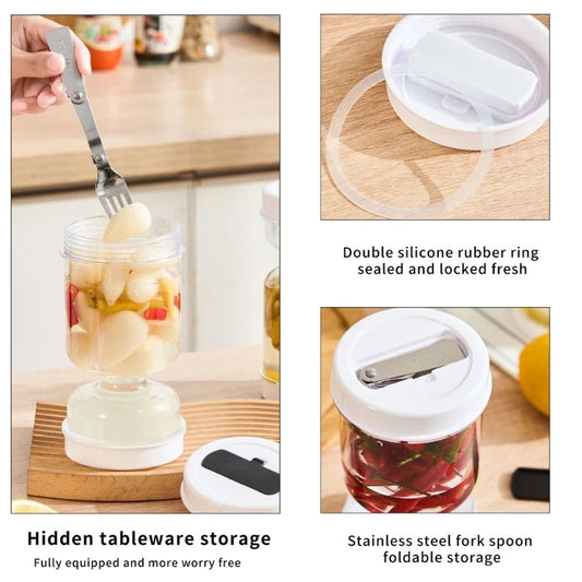 Hourglass Pickles Jar Dry and Wet Dispenser Pickles Olives Hourglass Jar Cucumber Container for Kitchen Juice Separator