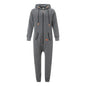 Men's Hooded Fleece Pyjamas Nightwear Autumn Winter Warm Long Sleeve Full Zipper Overalls Night Clothes