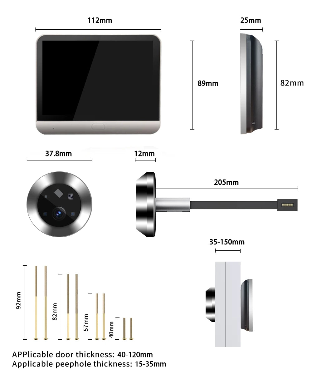 4.3 Inch WiFi Peephole Tuya Smart 1080P WiFi Peephole Video Camera Home Security Night Vision Video Doorbell