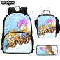 3Pcs Set LankyBox School Backpacks with Lunch Bag Pencil Case,Cartoon Large Capacity School Bags for Grade 1-4,Mochila for Pupil
