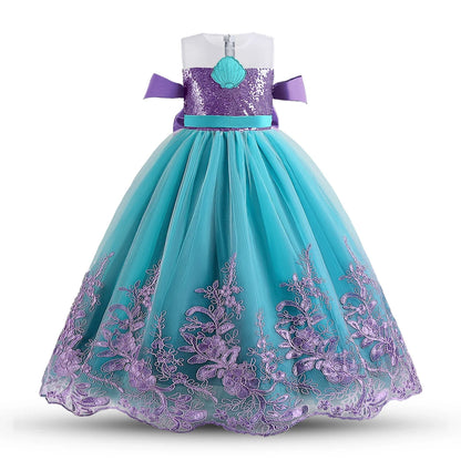 Fancy Mermaid Costumes for Girls 4-10 Y Ariel Cosplay Birthday Princess Dress Halloween Carnival Party Gown Girls Mermaid Dress