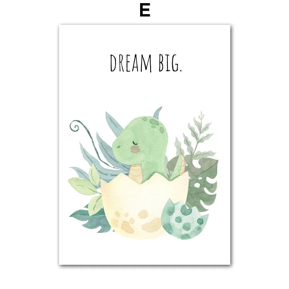 Cartoon Dinosaur Numbers Alphabet Jurassic Dino Nursery Posters Print Canvas Painting Wall Art Picture Baby Kids Room Home Decor