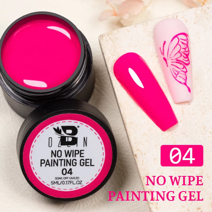 BOZLIN 5ML Color Solid Nail Gel Colorful Painting Nail Art Varnish Semi Permanent Solid Polish UV Nail Gel Top Coat Manicure