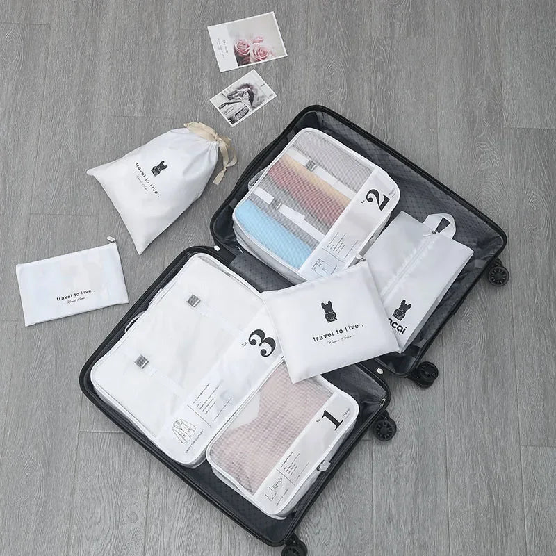 6/7 Pcs Set Travel Organizer Storage Bags Suitcase Packing Cubes Cases Portable Wardrobe Luggage Clothes Shoe Pouch Fold