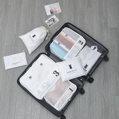 6/7 Pcs Set Travel Organizer Storage Bags Suitcase Packing Cubes Cases Portable Wardrobe Luggage Clothes Shoe Pouch Fold