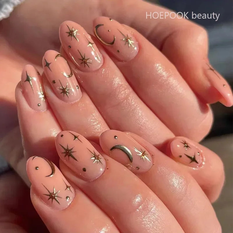 24pcs Black 3D Bow Almond Fake Nails Tips Pearl Love Sequin Design False Nails Art Removable Waterproof Artificial Press on Nail