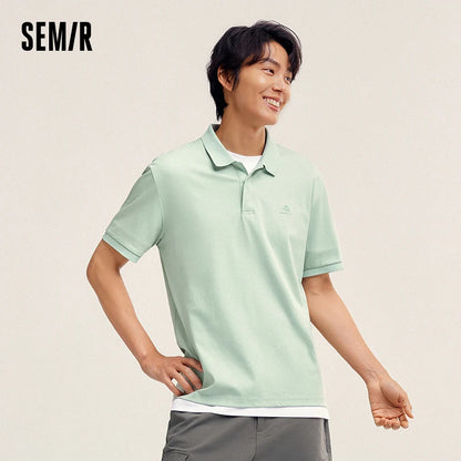 Semir Polo Shirt Men 2024 Summer New Simple Commute Style Soft Cotton Top With Half-Zip