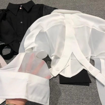 Shirts Women Sun-proof Crop Tops Sheer Loose Chic Summer Sexy Girls Ulzzang Fashion Casual Streetwear Camisa All-match Aesthetic