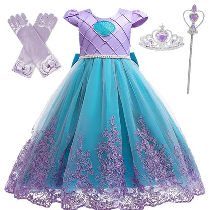 Fancy Mermaid Costumes for Girls 4-10 Y Ariel Cosplay Birthday Princess Dress Halloween Carnival Party Gown Girls Mermaid Dress