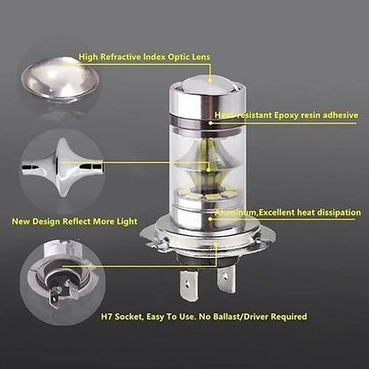 100W H4 H7 Car Headlight Bulbs High-quality Cars Super Bright LED Daytime Driving Fog Light Lamp Auto Exterior Accessories