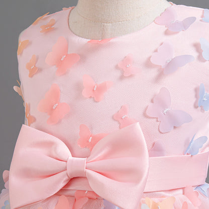 Flower Girl Pink Dress for Wedding Backless Elegant Kids Birthday Party Gala Dresses Puff Sleeve Children Communion Costume 3-8Y