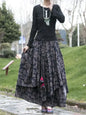 Kalenmos 2021 New Cotton and Linen Woman Medieval Skirt Fashion Flower Print Retro Eid Style Irregular Hem Pleated Skirt