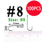 Wifreo 100PCS Aberdeen Long Shank Fish Hook Saltwater Fresh Water Fishing Hooks Sabiki Rig Streamer Fly Hook Size 16 to  2/0 3/0