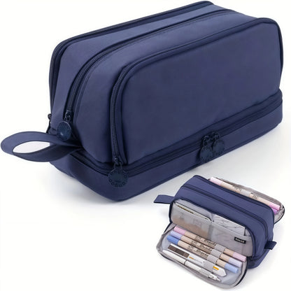 Large capacity stationery case, durable oxford cloth pencil case, portable organizer for school, office and university supplies