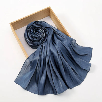 New Premium Silk Crinkle Hijab Scarf Women Shawls Plain Muslim Women Hijabs Breathab Islam Women Turban Pleated Scarf Ramadan