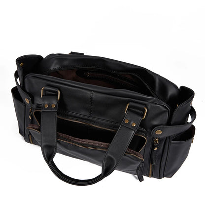 Male Travel Bag Retro Duffle Handbag Shoulder Bag PU Leather Big Messenger Bags High Quality Men's Luggage Storage Crossbody Bag