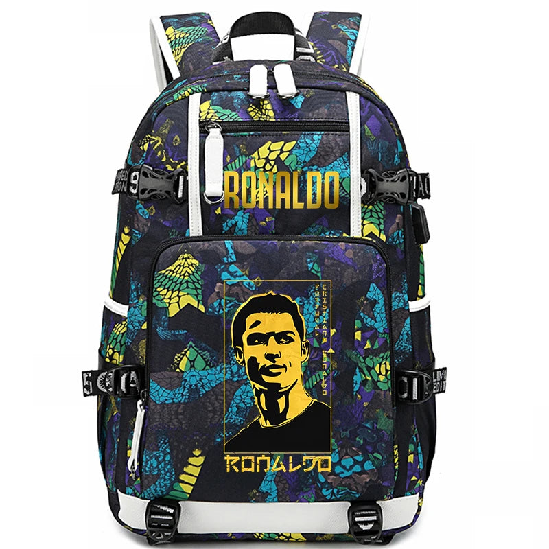 Ronaldo Print Student School Bag Children's Backpack Outdoor Travel Bag