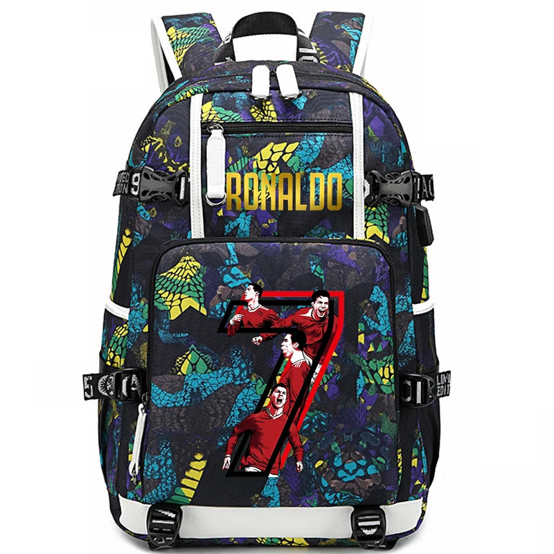 Ronaldo Print Student School Bag Children's Backpack Outdoor Travel Bag