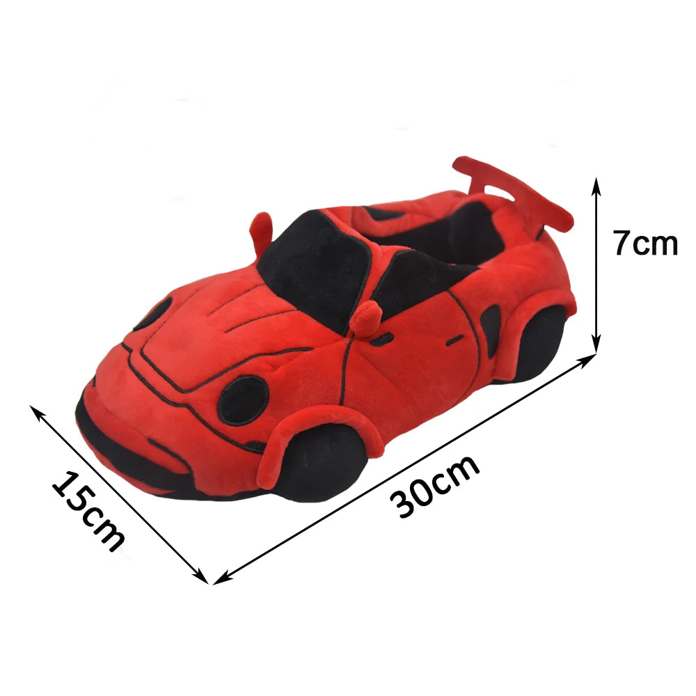 10 COLORS Vehicle Shape Plush Slippers Women Men Cartoon Car Warm Soft House Shoes Birthday Party Indoor Slipper