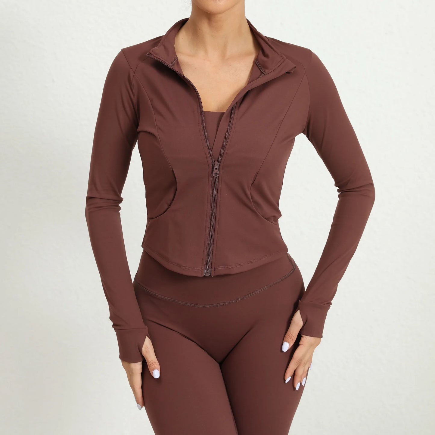 Zipper Jacket Women Yoga T-shirts Solid Sports Top Long Sleeve Running Yoga Shirts Quick Dry Fitness Gym Crop Tops Sport Wear