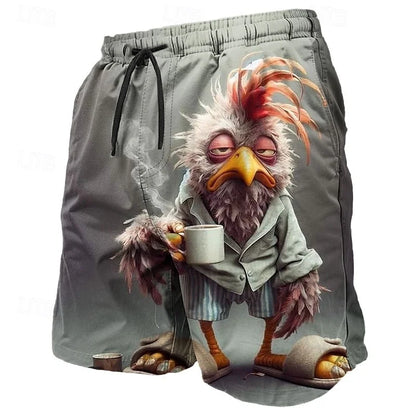 3D Print Tiger Sheep Chicken Rabbit Short Pants For Men Animal Pattern Beach Shorts Summer Hawaiian Board Shorts Kid Swim Trunks