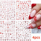 8Pcs Red Heart Nail Stickers 3D Bronzing Silver Gold Heart Shape Star & Moon Metal Totem Nail Slider Self-Adhesive DIY Nail Art*