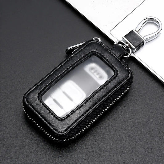 2024 Universal Car Key Protector Bag Leather Key Cover Transparent Visible Keychain Case for Car Remote Mini Keys Bags