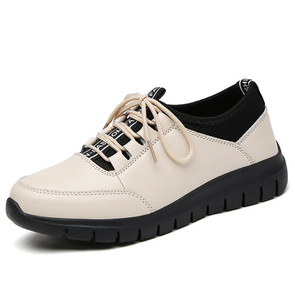 Sneakers Women Shoes Platform Loafers Lace Up Leather Flats 2024 Trend Spring Casual Mom Shoe Mujer Zapatos Chaussure Femme